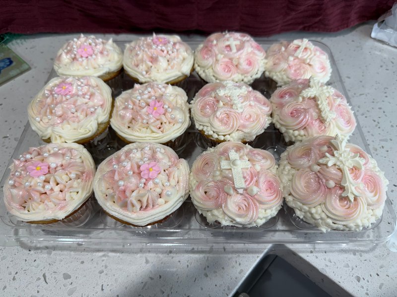1 dozen Pink Baptism Vanilla with Vanilla Filling
