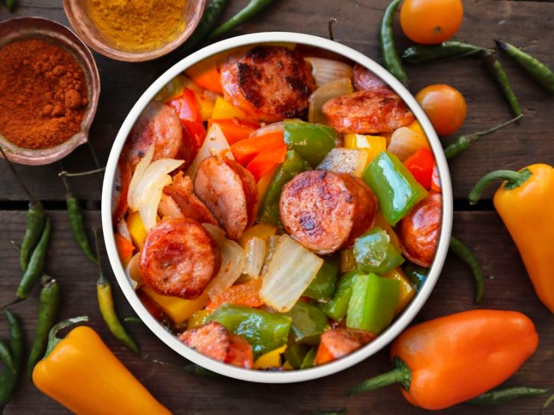 Sauteed Chicken Sausage with Sweet Peppers
