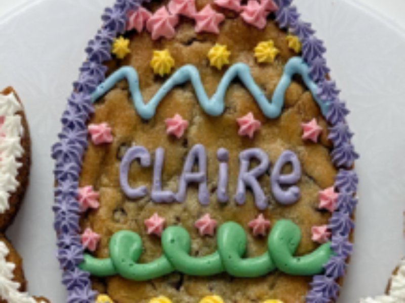 Egg Shaped Chocolate Chip Cookie Cake