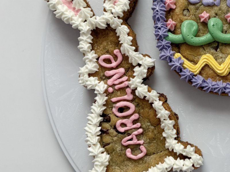 Bunny Shaped Chocolate Chip Cookie Cake