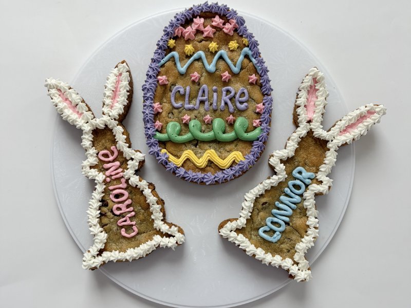 Bunny Shaped Chocolate Chip Cookie Cake 2