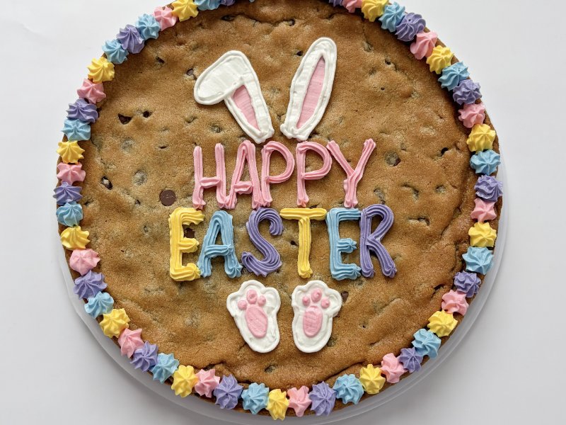 8 inch Round "Happy Easter" Chocolate Chip Cookie Cake