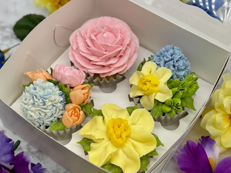 Mother's Day Floral Cupcakes (Box of 4)
